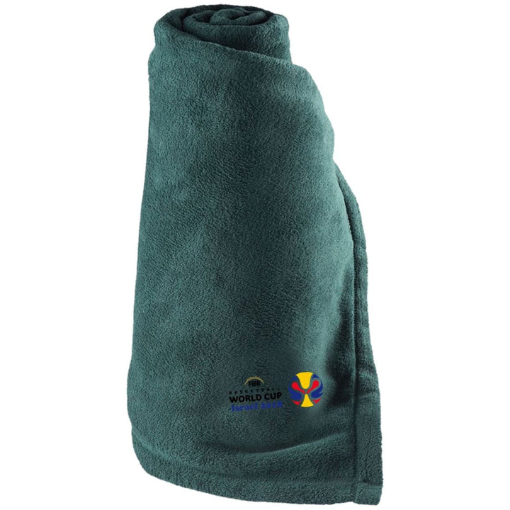 Embroidered FIBA World Cup Large Fleece Blanket Blankets Dark Green One Size 