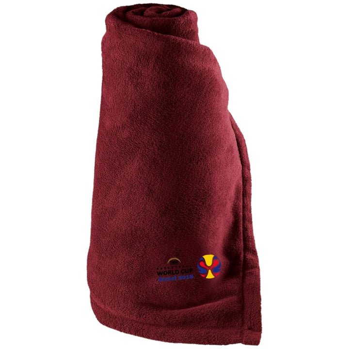 Embroidered FIBA World Cup Large Fleece Blanket Blankets Maroon One Size 