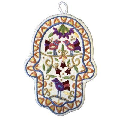 Embroidered Hamsa - Large- Birds 