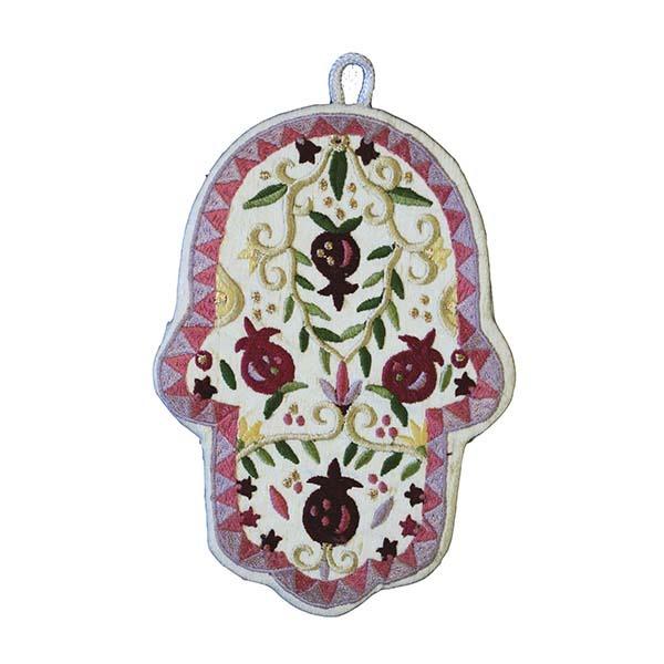 Embroidered Hamsa - Large- Pomegranates 