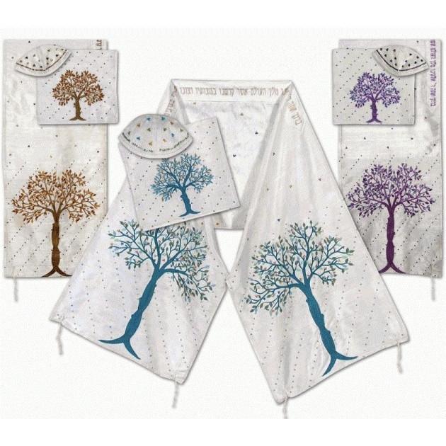 Embroidered Tree Of Life Tallit In Colors 