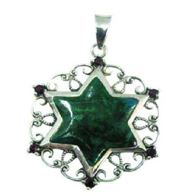 Emerald Green Magen David Necklace Pendant Jewelry 