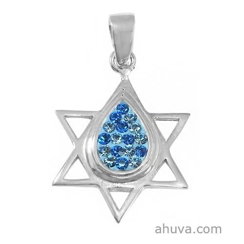 Emotional Tear Shape Pendant In Star Of David 18 inches Chain (45 cm) 