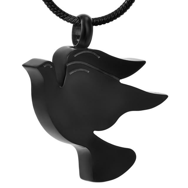 Engravable Name Date Peace Dove Pendant Necklace Opens Up necklace Black Necklace Box Funnel 