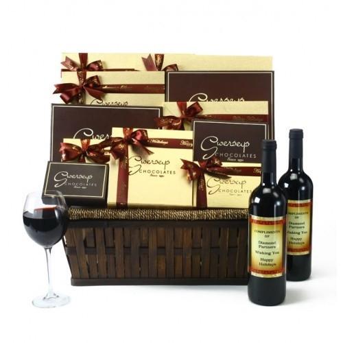 Executive VIP Luxury Wine and Gourmet Chocolate Basket Gift Basket 