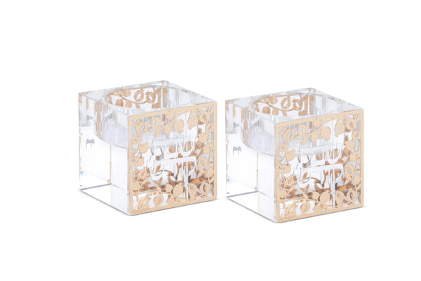 Crystal Tea light Candle Holders with Gold and Silver Plates-0