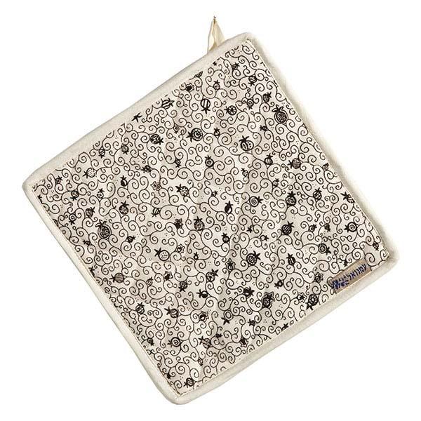 Fabric square trivet - white/black 