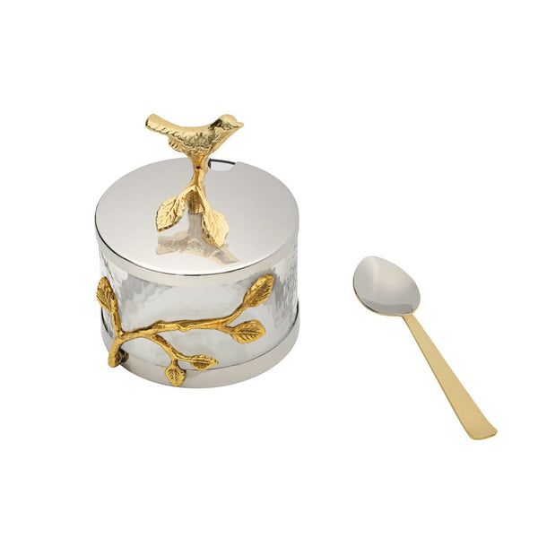 Bird Glass Canister W/ Spoon-0