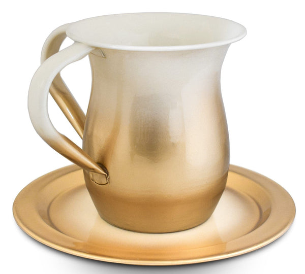 Wash cup and plate set Gold Cream-0