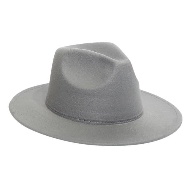 Fedora Wool Hat Classical Wide Brim Felt hats Gray United States 