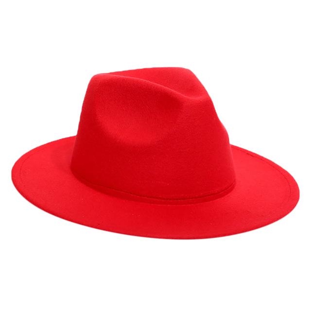 Fedora Wool Hat Classical Wide Brim Felt hats Red United States 