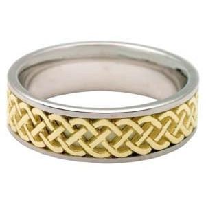Figaro Chain Woven 14 Karat Gold Ring 