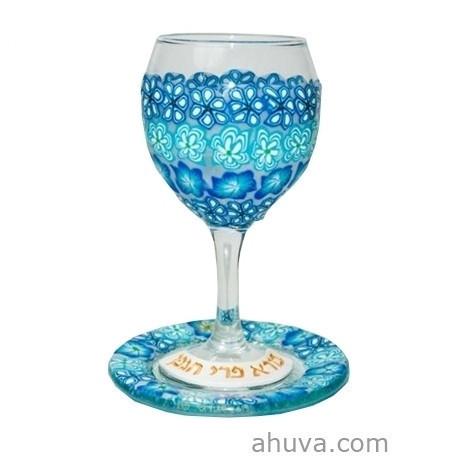 Fimo Design Wine Glass Kiddush Cup 