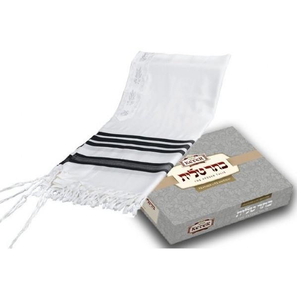 Fine Feather Light Weight Supreme Tallit White 63&quot; x 67&quot; (160/170 cm) Embroidery to 20 Letters