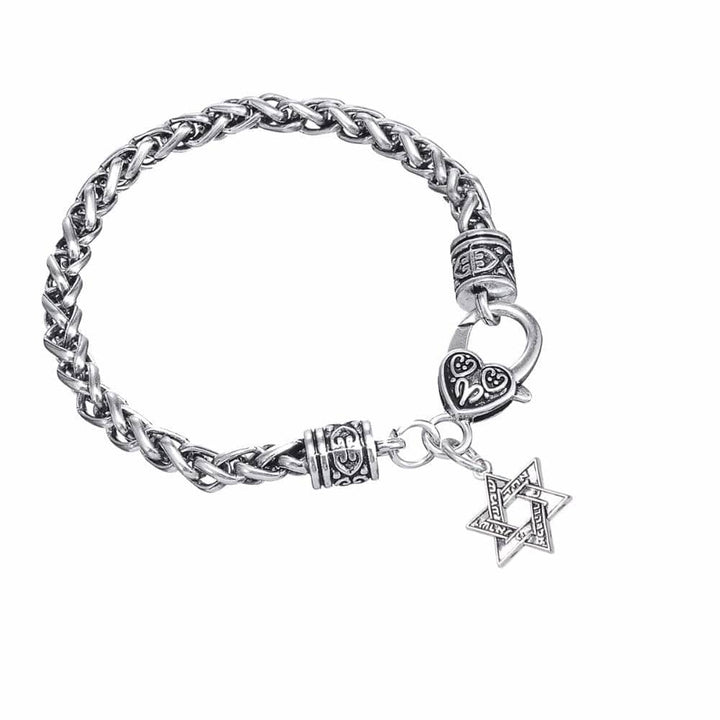 Fishhook 5 Jewish Bracelet Star of David Supernatural Talisman Pendant Strong Antique Silver Color Charm for Men Women Jewelry 