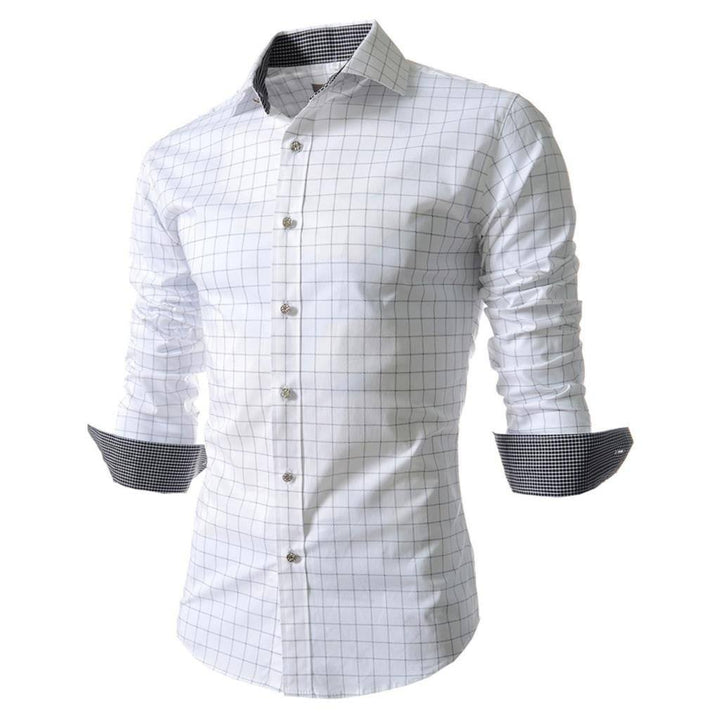 Formal Men Plaid Shirt Long Sleeve Flannel Holiday Shirt Checkered apparel 