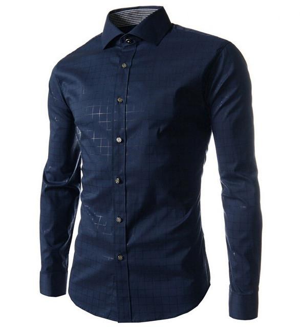 Formal Men Plaid Shirt Long Sleeve Flannel Holiday Shirt Checkered apparel Blue XS 