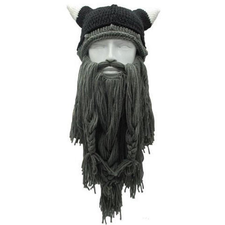Funny Purim Knitted Beard Horn Hat 