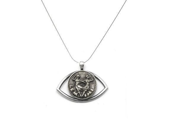 Gemini Sign Astrology Zodiac Charm Eye Necklace Necklace 