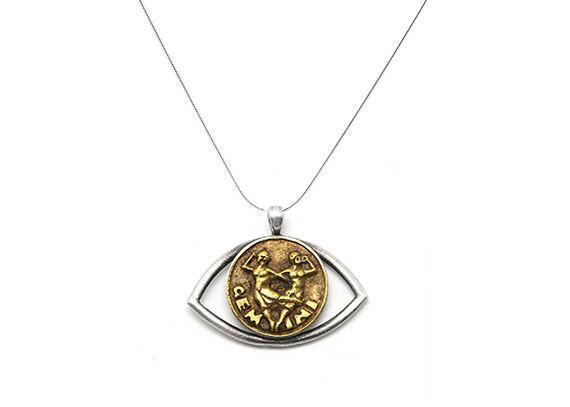 Gemini Sign Astrology Zodiac Charm Eye Necklace Necklace 