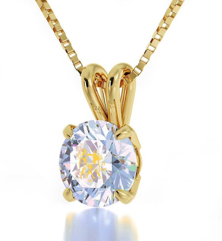 Gemini Sign, Sterling Silver Gold Plated (Vermeil) Necklace, Swarovski Necklace Opalite 