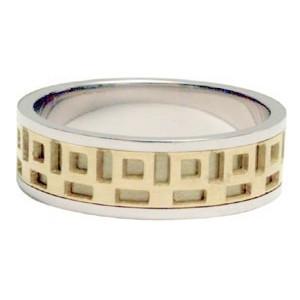 Geometrical Boxed 14 Karat Gold Ring Bands 10 mm 9 Kt Gold 