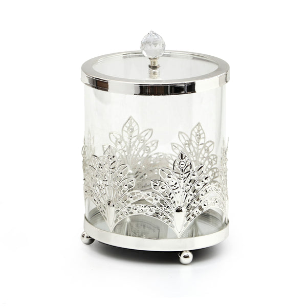 Glass Candy Jar With Silver 4.7x6.9" Novell Collection 