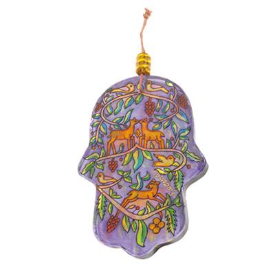 Glass Painted Hamsa - Deer 