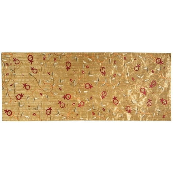 Gold Embroidered Table Runner - Pomegranates 