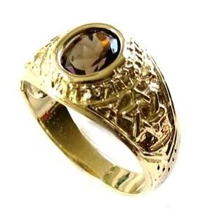 Gold Hebrew Stone Ring 