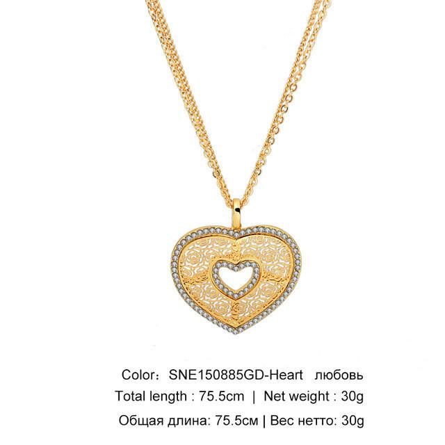 Gold Plated Crystal Hamsa Necklace For Women jewelry Heart 