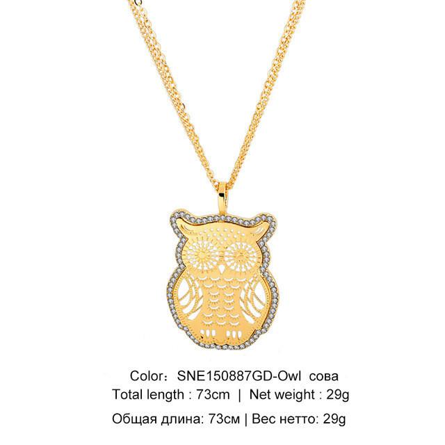 Gold Plated Crystal Hamsa Necklace For Women jewelry Owl 