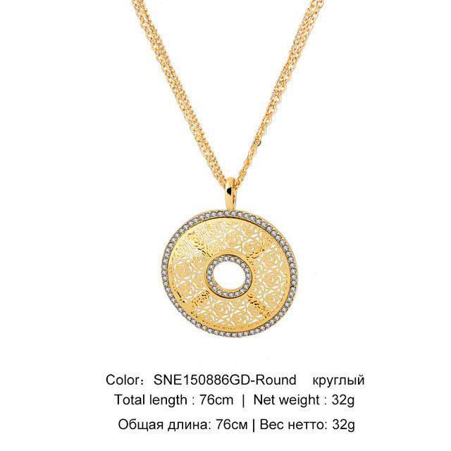 Gold Plated Crystal Hamsa Necklace For Women jewelry Round 