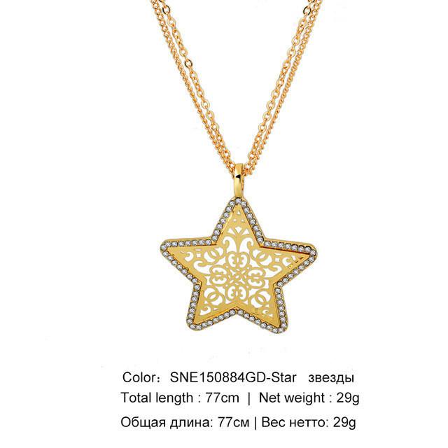 Gold Plated Crystal Hamsa Necklace For Women jewelry Star 