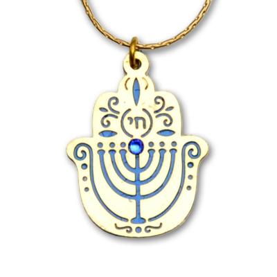 Gold Plated Jewish Symbol Necklaces Menorah Hamsa 