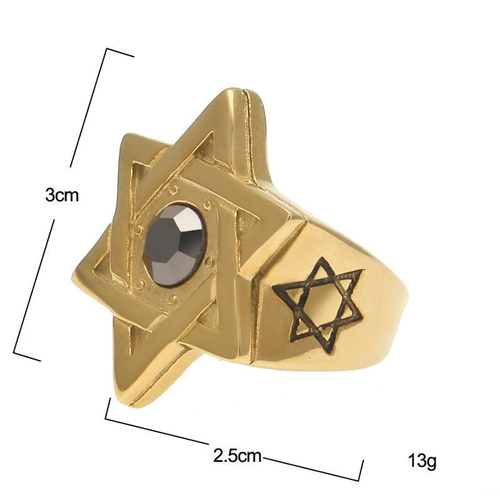 Gold Star of David Ring With Gallstone 