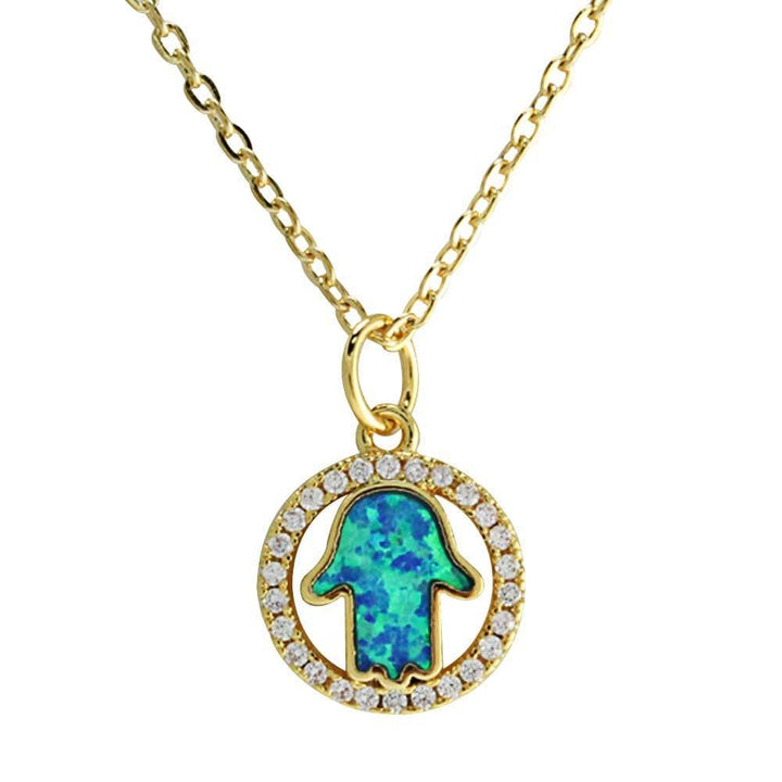 Gold-Tone Stainless Steel Hamsa Necklace Gold-Tone Stainless Steel Hamsa Necklace 