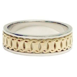 Gold Wedding Band Ring - Chain Elliptical 