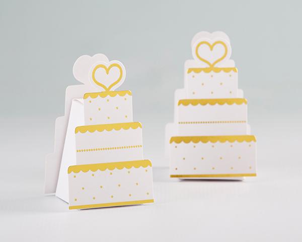 Gold Wedding Cake Place Card Holder (Set of 6) Gold Wedding Cake Favor Box (Set of 12) 