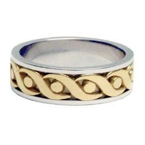 Golden Protective Eye Wave Pattern Ring Band 