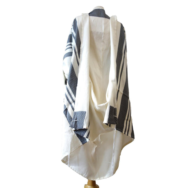 Gray Stripes Traditional Woven Tallit Gadol by Sara Resnik Tallit 