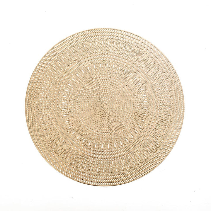 Gold Classic Leather Look Laser Cut Placemat 15" (12 pcs)-0