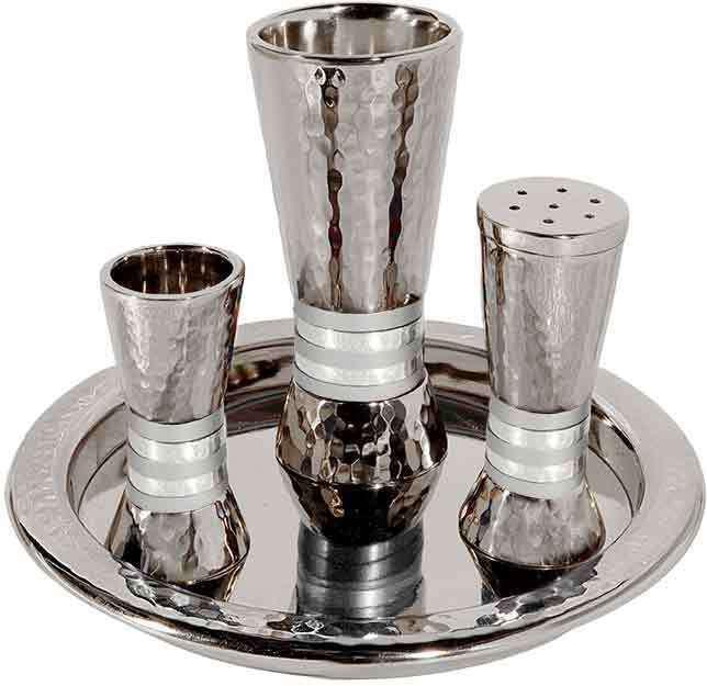 Hammered Havdalah Set - Silver & Nickel 