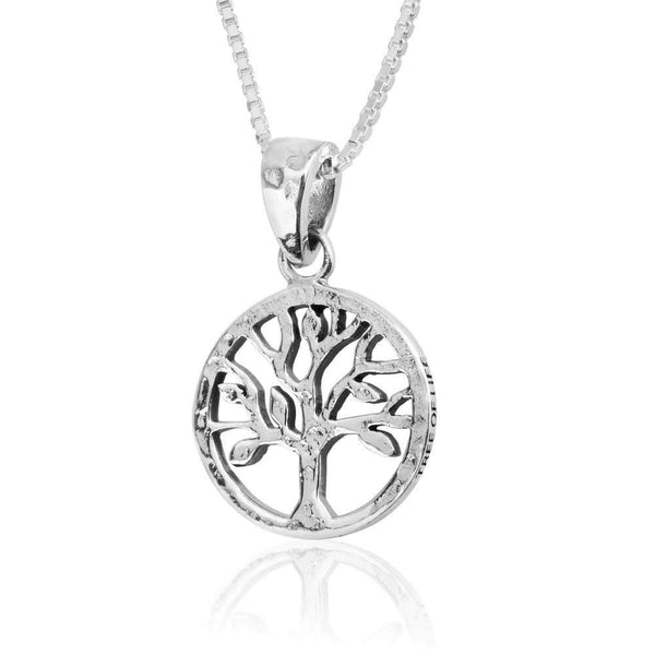 Hammered Round Cutout Tree Life Silver Pendant Garden Eden Jewelry Holy Land New Jewish Jewelry 