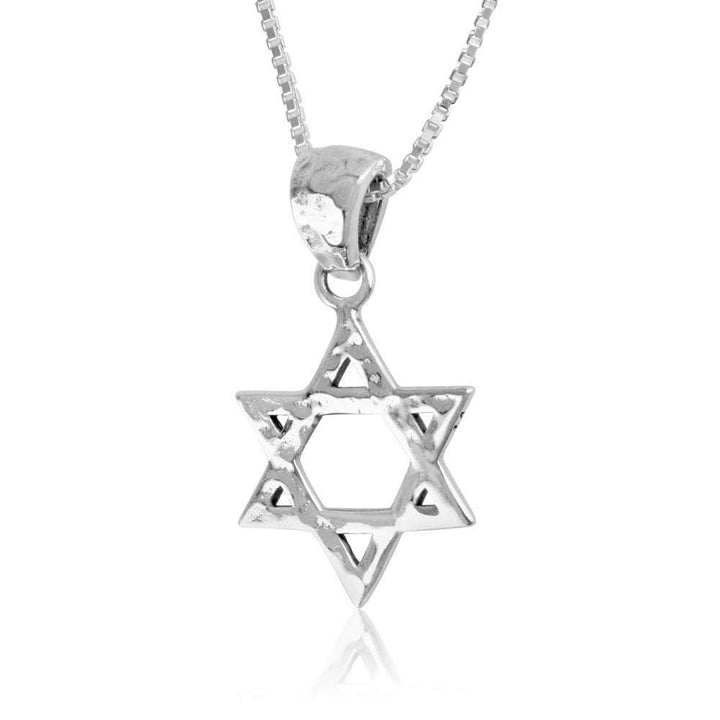 Hammered Star David Interwoven Triangles Silver Pendant Jewelry Holy Land Gift Jewish Jewelry 