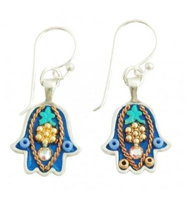 Hamsa Earrings in 9 Color Options- Small Blue 