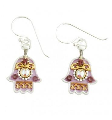 Hamsa Earrings in 9 Color Options- Small Purple Oriental 