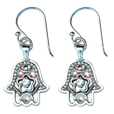 Hamsa Earrings in 9 Color Options- Small Silver 