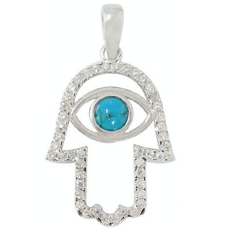 Hamsa Evil Eye Pendant 18 inches Chain (45 cm) 