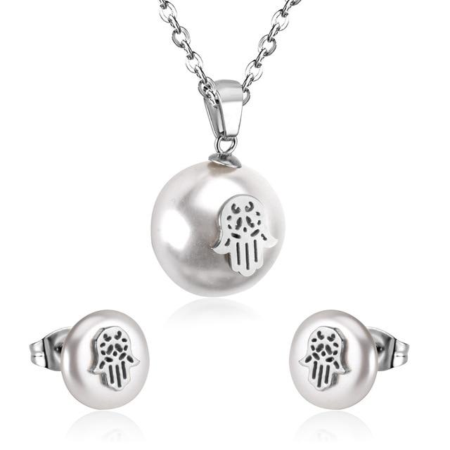 Hamsa Freshwater Pearl Women Jewelry sets jewelry Silver 